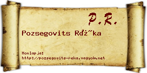 Pozsegovits Réka névjegykártya